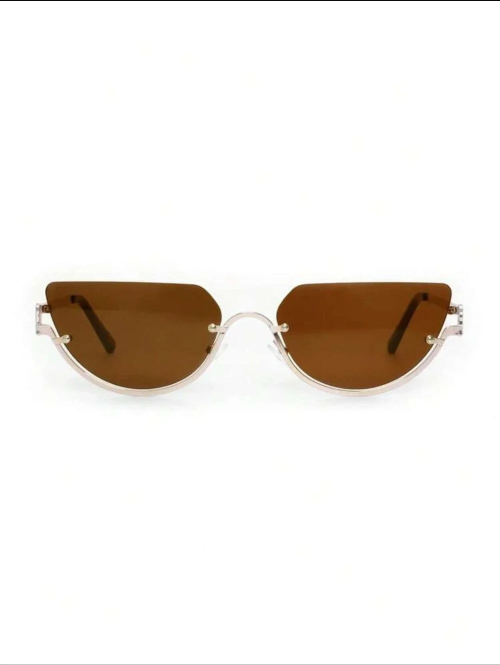 Gold Frame Sunglasses with Brown Lenses - Sleek Cat-Eye Style